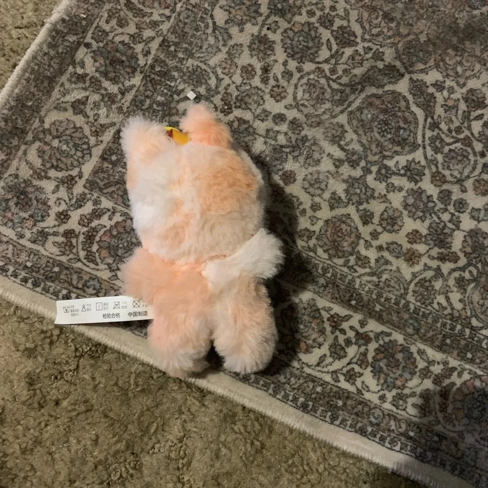 Plush Cat Toy with Pink Accents